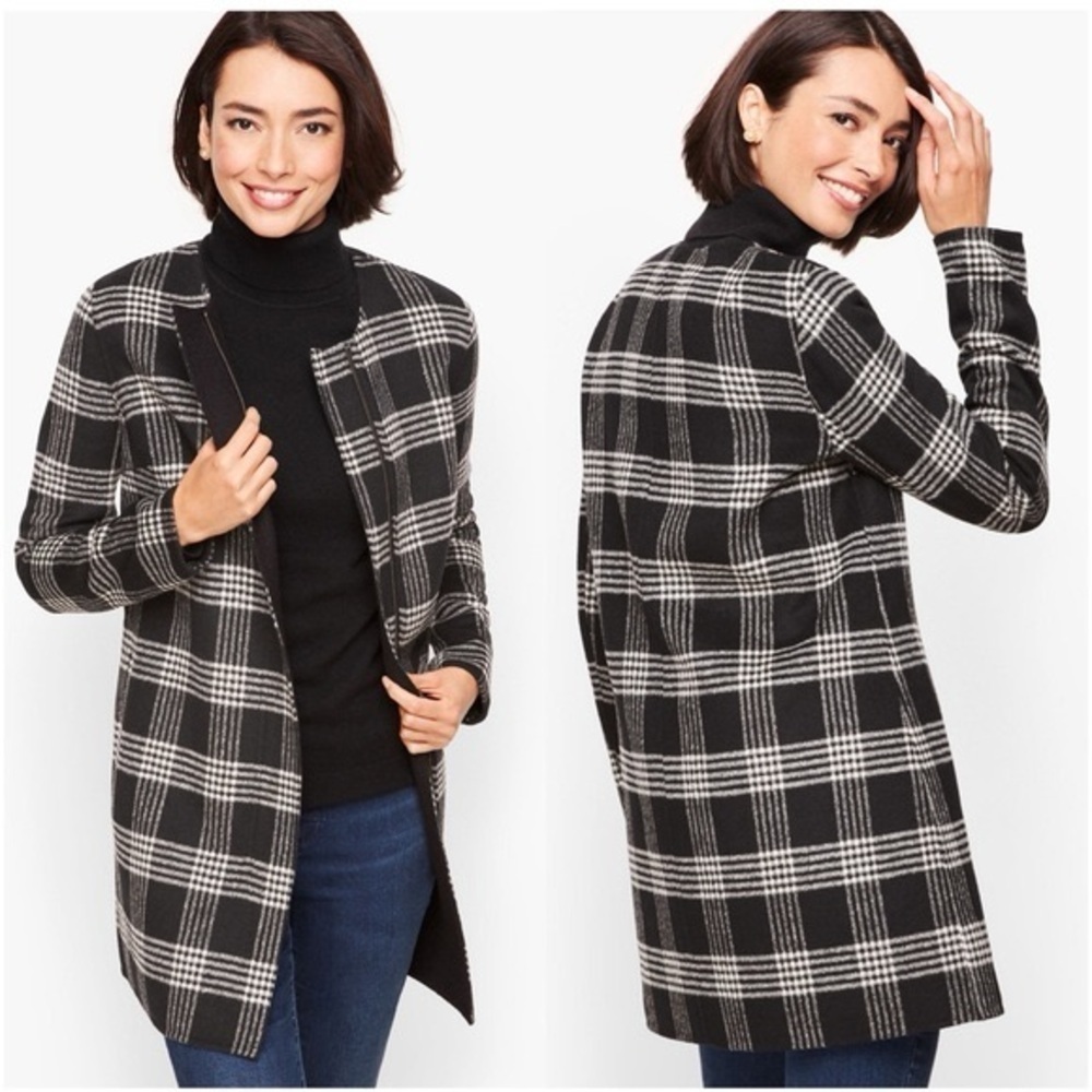 Talbots plus size coat size 3X black grey classic pea coat academia wool pockets